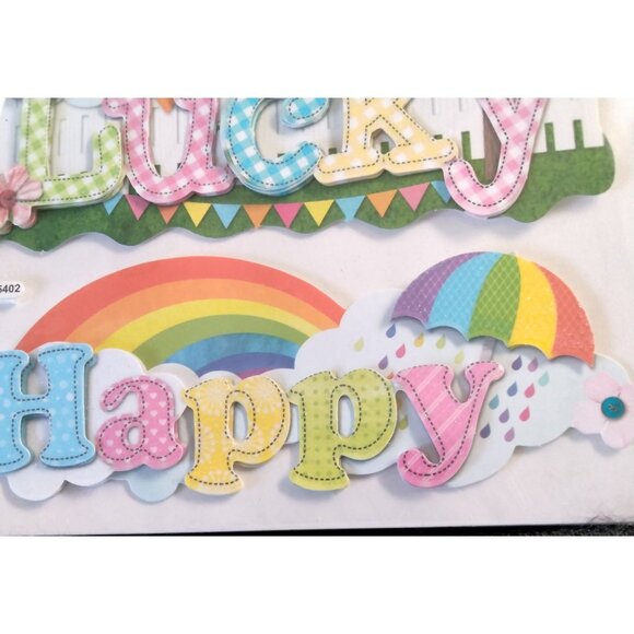 Crafters Square Lucky Happy Stickers 3 D Rainbow junk Journal Scrapbook - Picture 4 of 5